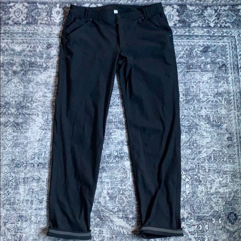 Black work pants with reflective cuff by lululemon